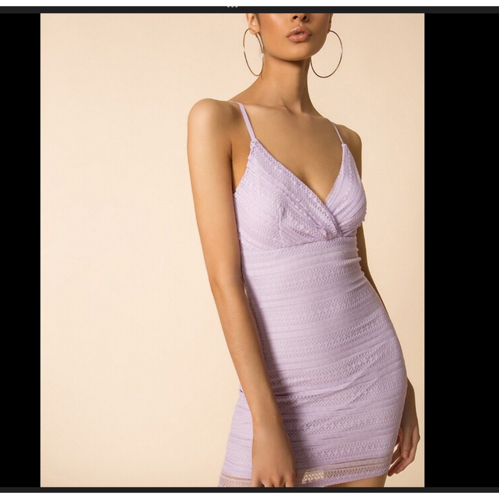 Superdown Carissa Lavender Mini Dress Lace Strappy Party Cocktail Purple Size S